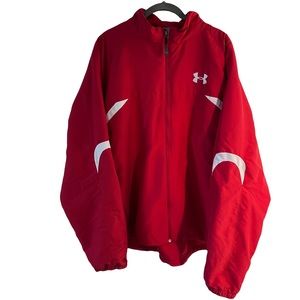 Under Armour Red and White Jacket Size XL